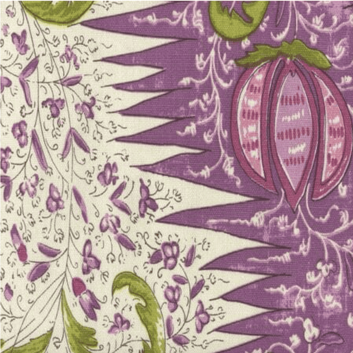Quadrille Les Indiennes Lilac Plum Green Fabric Swatch - Oona Pillow Design