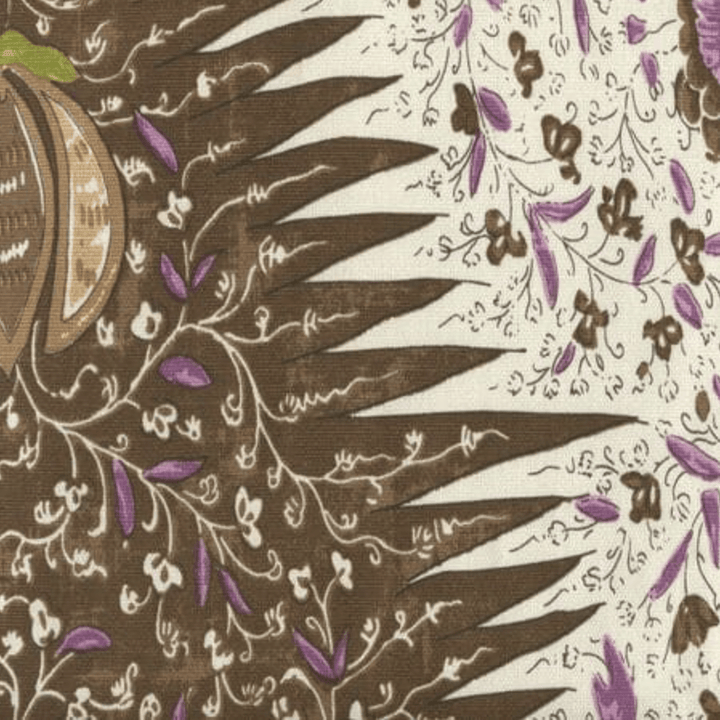Quadrille Les Indiennes Brown Taupe Lilac Fabric Swatch - Oona Pillow Design