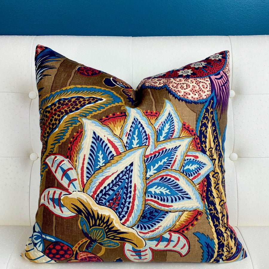 Schumacher Zanzibar Cerulean Pillow Cover - Oona Pillow Design